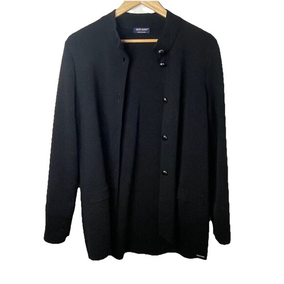 VTG SAINT JAMES France Black Wool Cardigan Jacket Shacket -38 Chest / M/L -FLAW - Picture 9 of 16